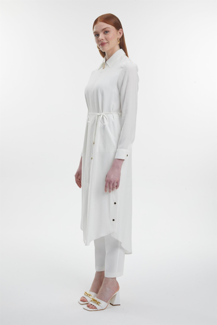 Gömlek Yaka Fermuarlı Giy-Çık Ekru - 25YZ0285