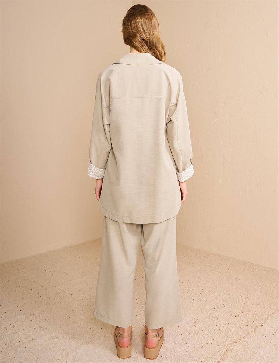 Gömlek Yaka Modal İkili Takım Küf Yeşili - KA-B25-16045