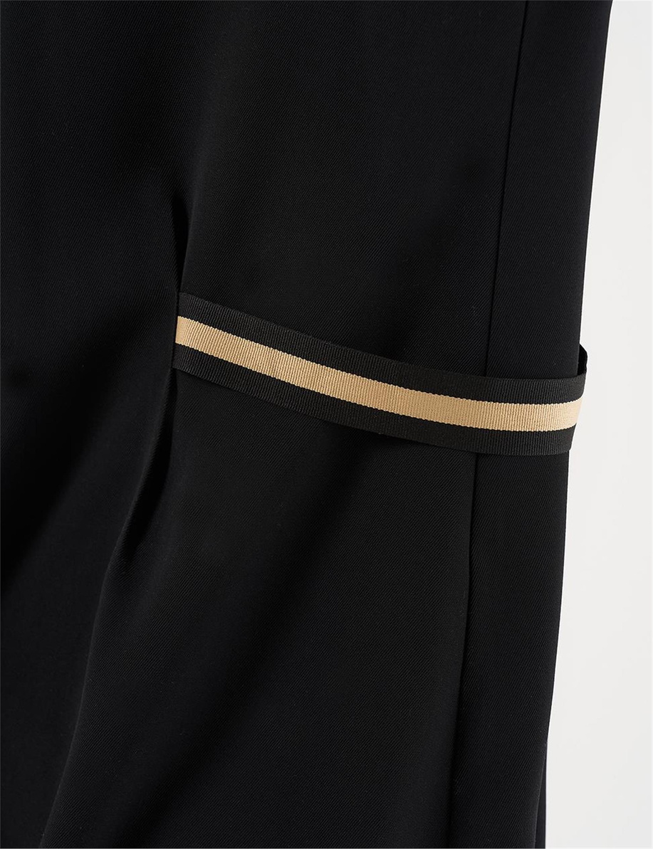 Grogren Bağlamalı Gömlek Yaka Tunik Siyah