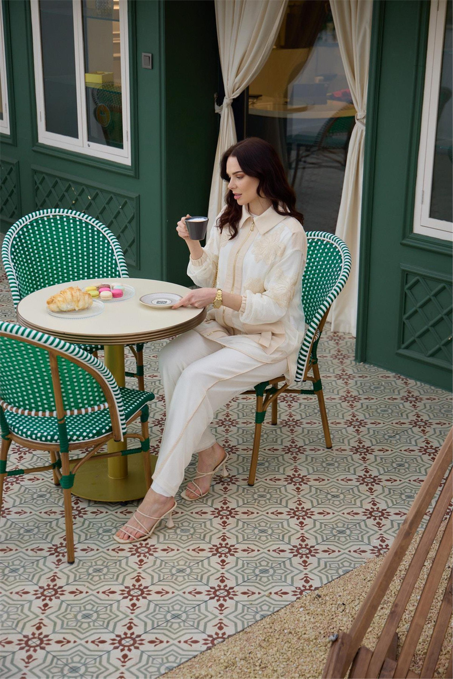 Güpürlü Fileli Cupra Üçlü Vanilya Takım