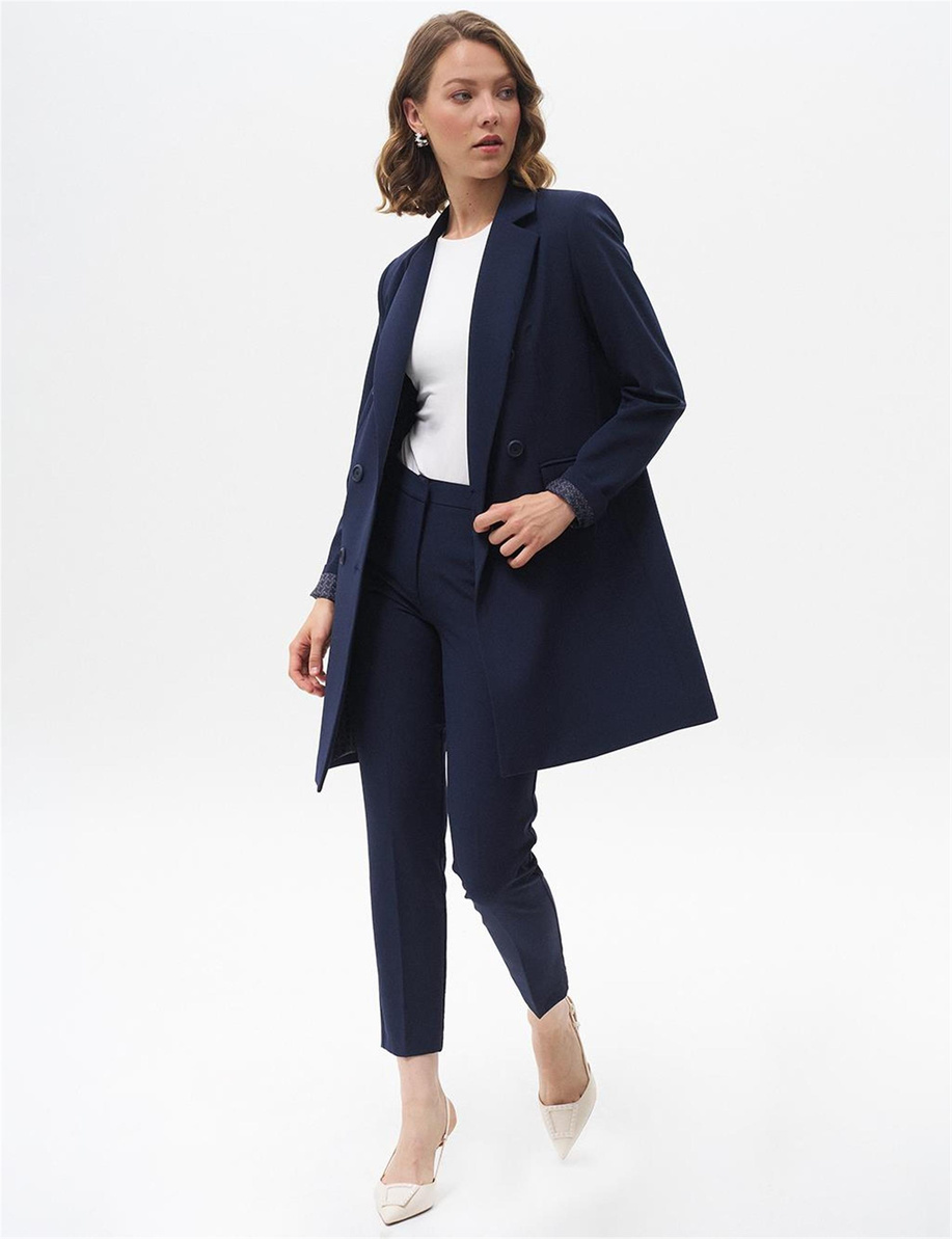 Havuç Kesim Basic Pantolon Lacivert