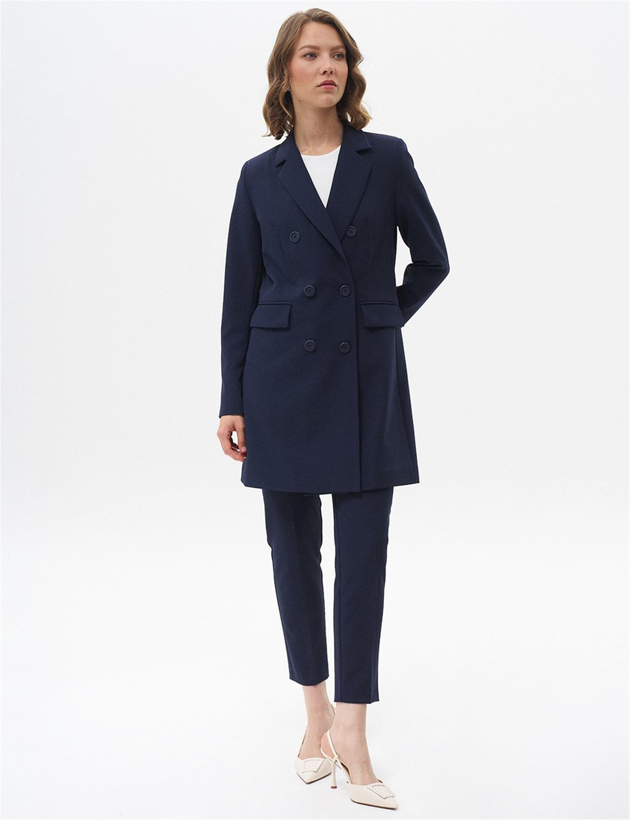 Havuç Kesim Basic Pantolon Lacivert