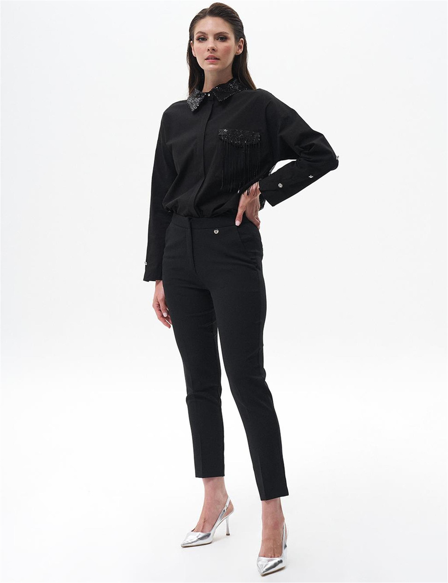 Havuç Kesim Basic Pantolon Siyah