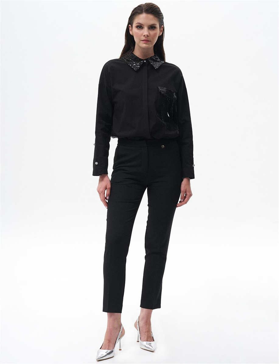 Havuç Kesim Basic Pantolon Siyah