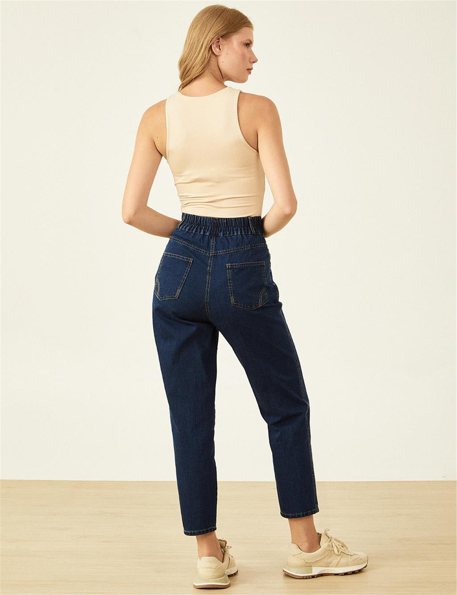 Havuç Kesim Denim Lacivert Pantolon