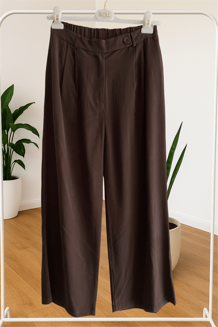 İkoll Geniş Paça Pileli Pantolon Kahve - 25Kİ36123