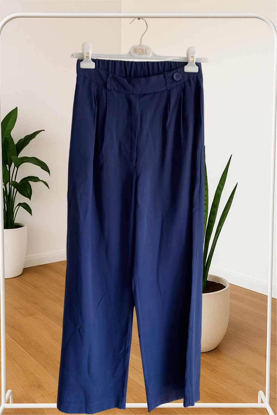 İkoll Geniş Paça Pileli Pantolon Lacivert - 25Kİ36123