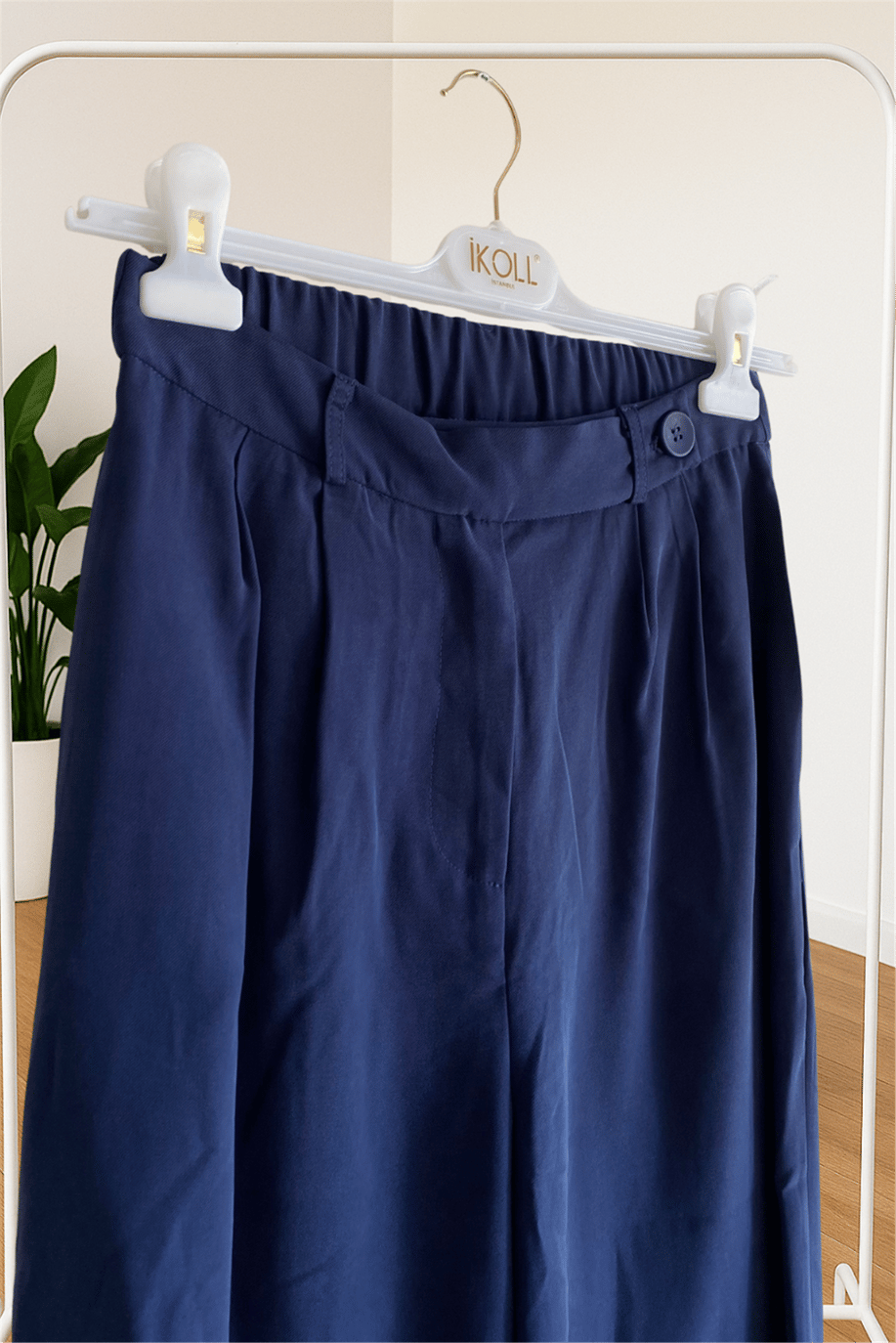 İkoll Geniş Paça Pileli Pantolon Lacivert - 25Kİ36123