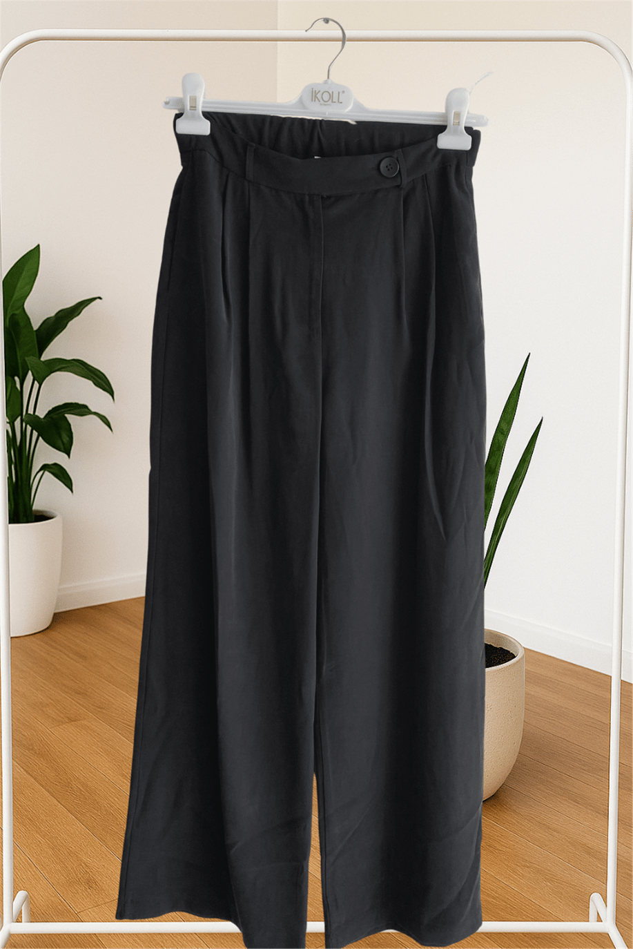 İkoll Geniş Paça Pileli Pantolon Siyah - 25Kİ36123