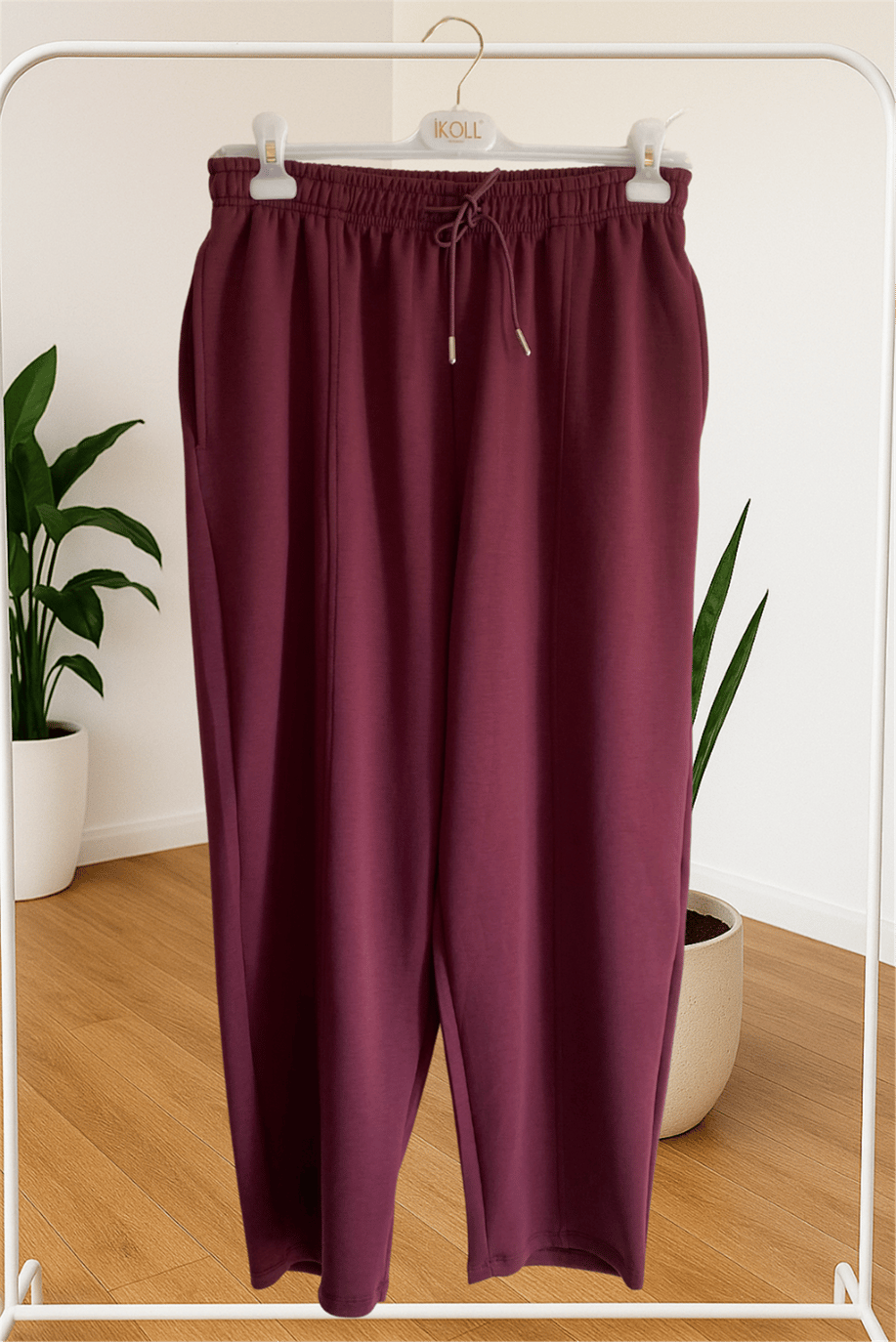 İkoll Kesik Detaylı Konik Jogger Pantolon Bordo - 25Kİ35800