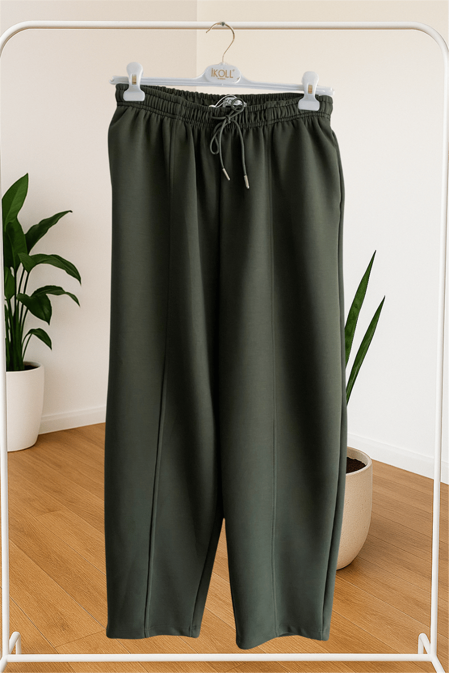 İkoll Kesik Detaylı Konik Jogger Pantolon Haki - 25Kİ35800