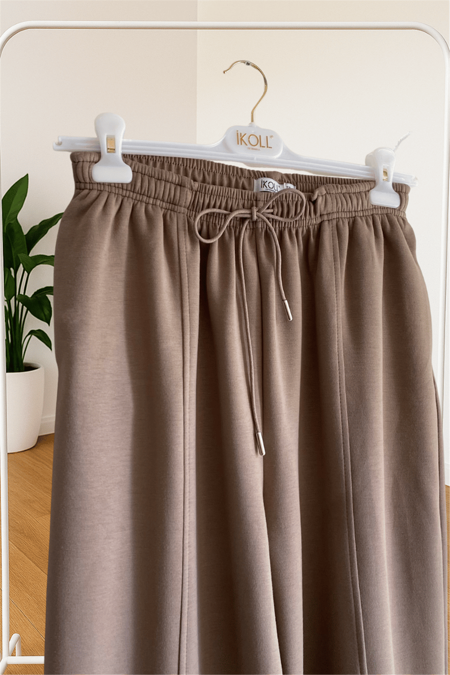 İkoll Kesik Detaylı Konik Jogger Pantolon Vizon - 25Kİ35800