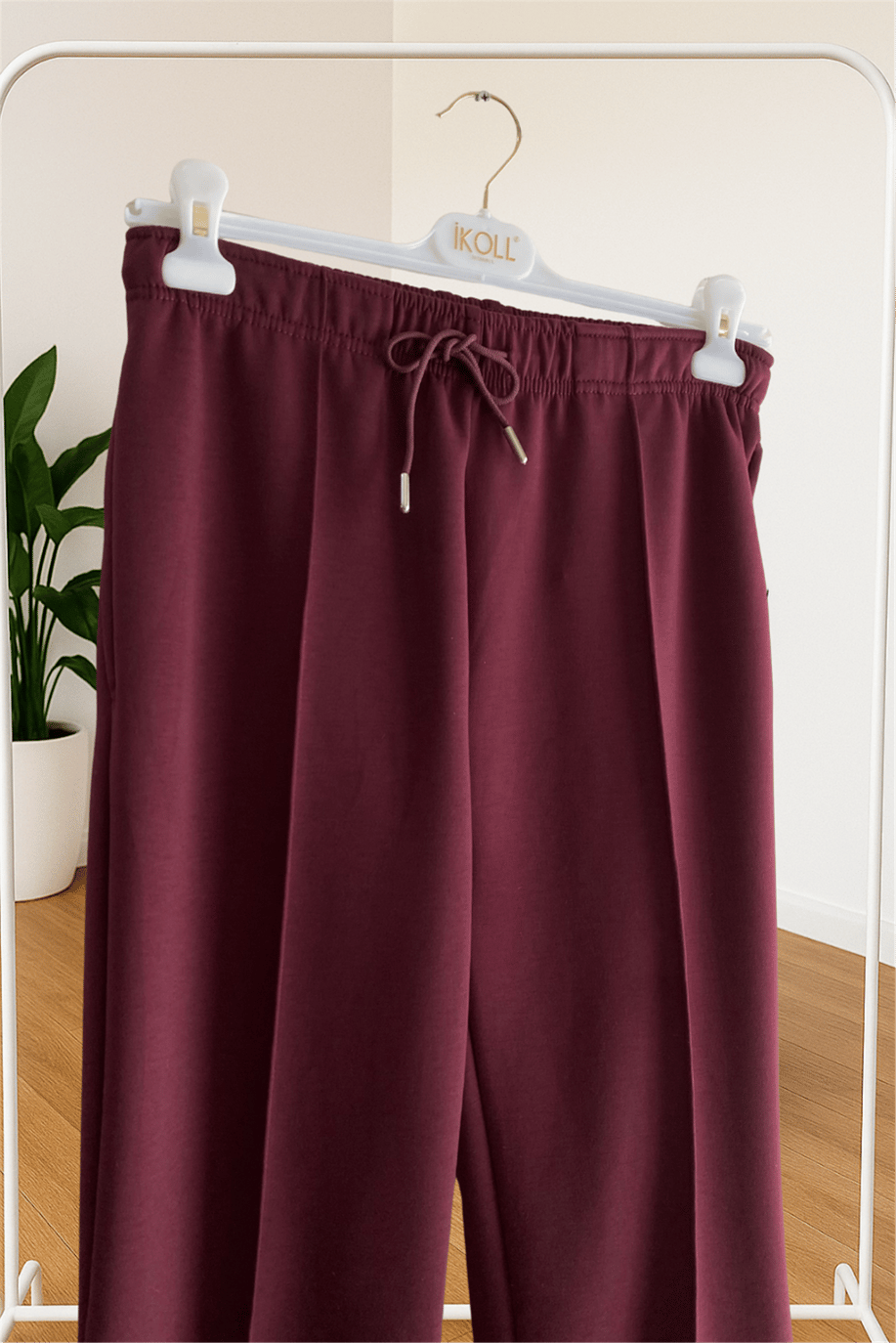 İkoll Nervürlü Geniş Paça Pantolon Bordo - 25Kİ35802