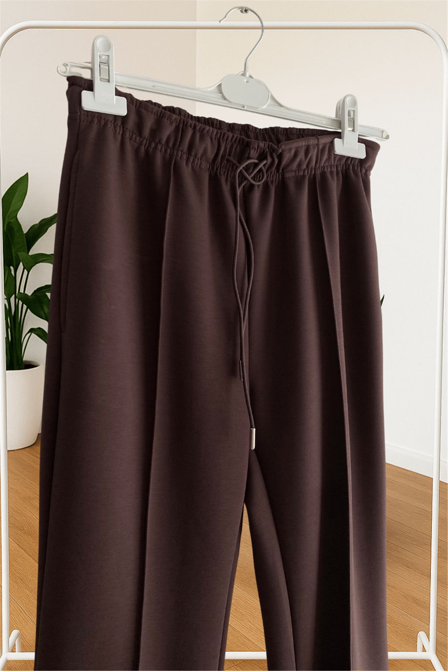 İkoll Nervürlü Geniş Paça Pantolon Kahve - 25Kİ35802