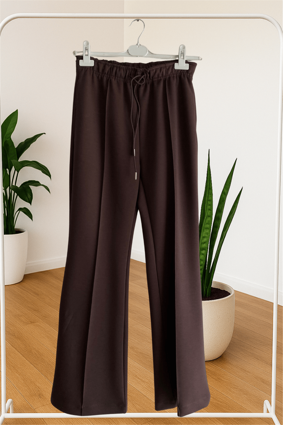 İkoll Nervürlü Geniş Paça Pantolon Kahve - 25Kİ35802