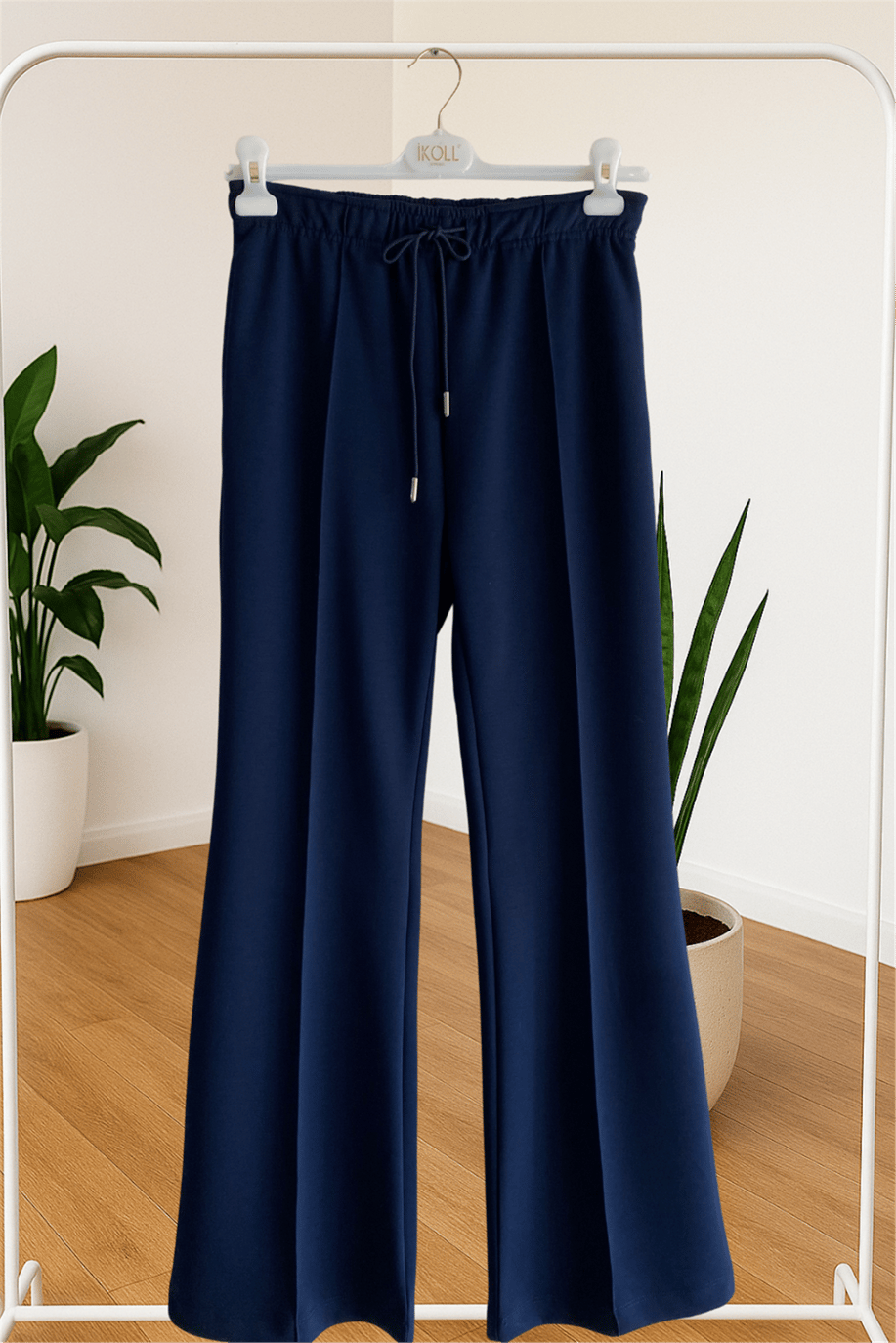 İkoll Nervürlü Geniş Paça Pantolon Lacivert - 25Kİ35802