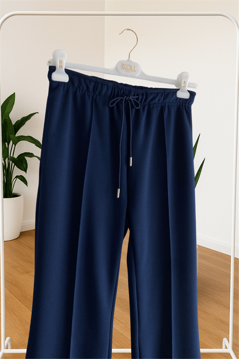 İkoll Nervürlü Geniş Paça Pantolon Lacivert - 25Kİ35802