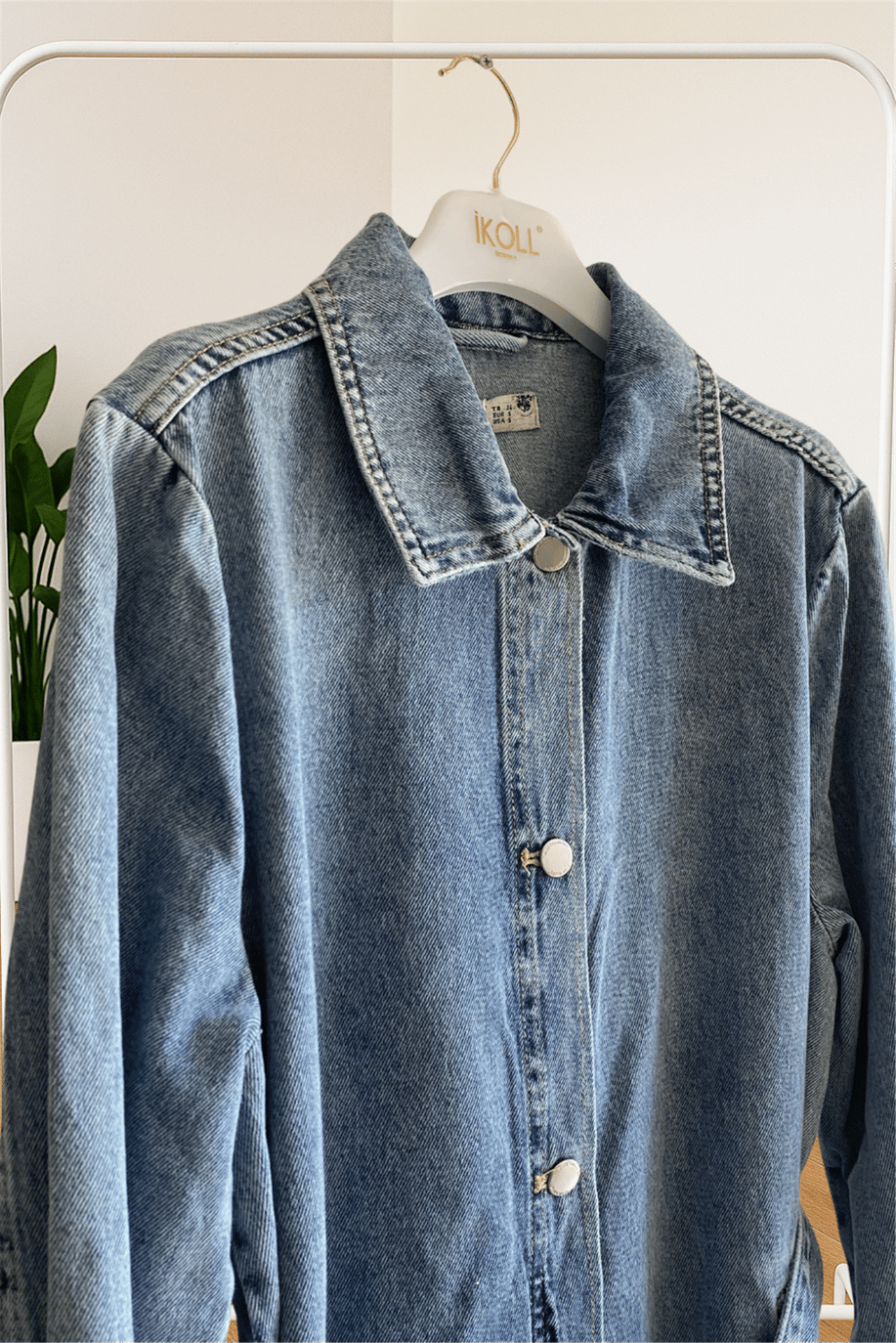 İkoll Uzun Denim Trenckot Mavi - 25Kİ35658