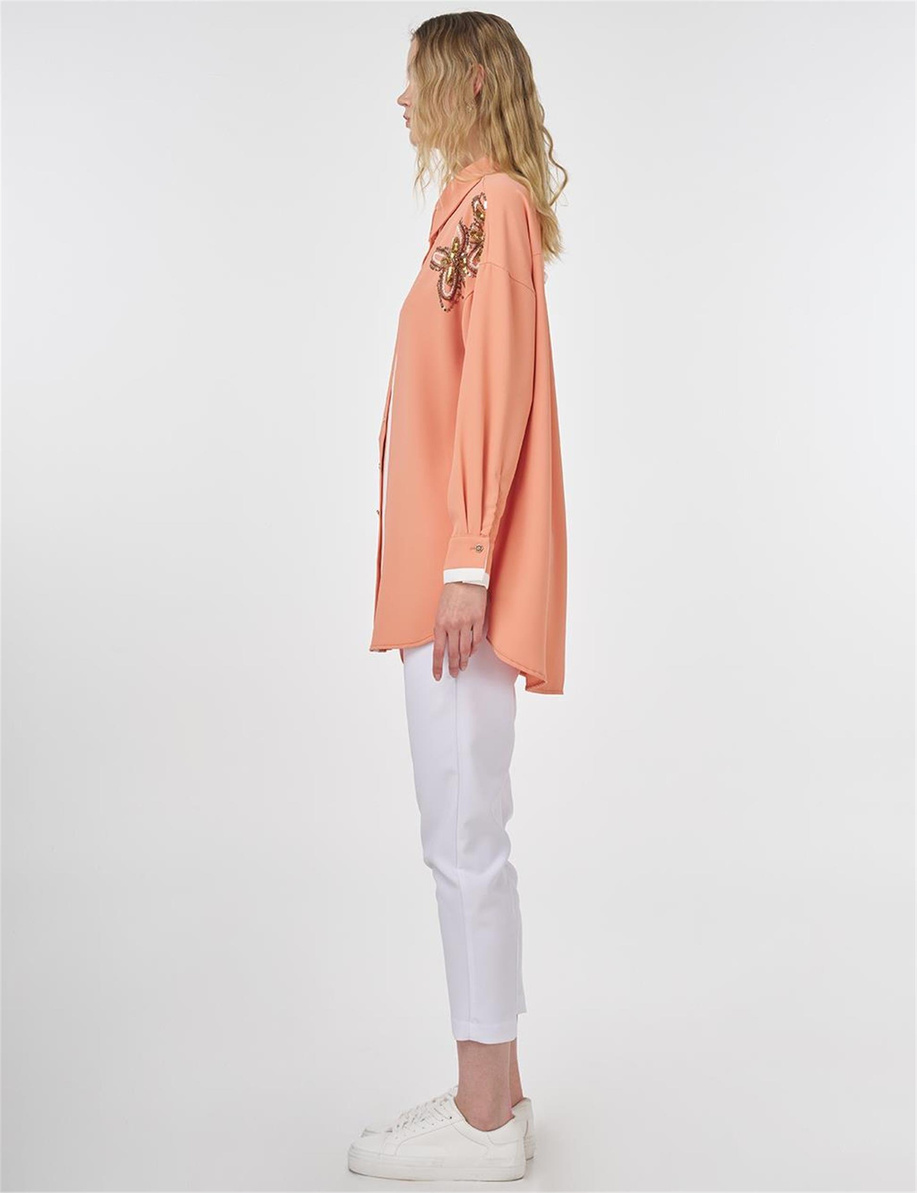 İşleme Detaylı Tunik Şeftali