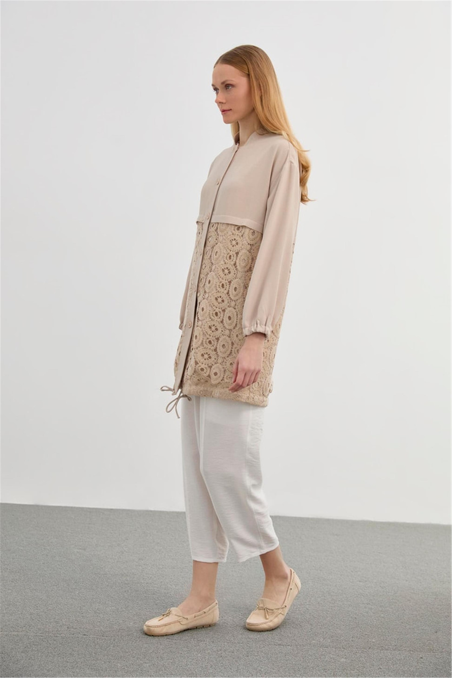 İşlemeli Ceket Bej - 25YZ0094