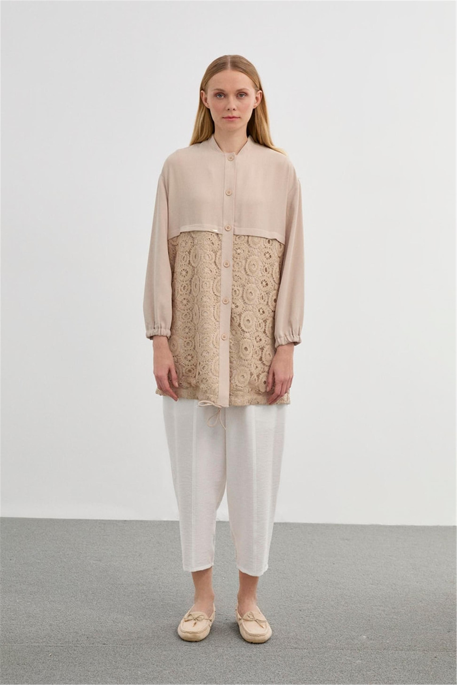 İşlemeli Ceket Bej - 25YZ0094