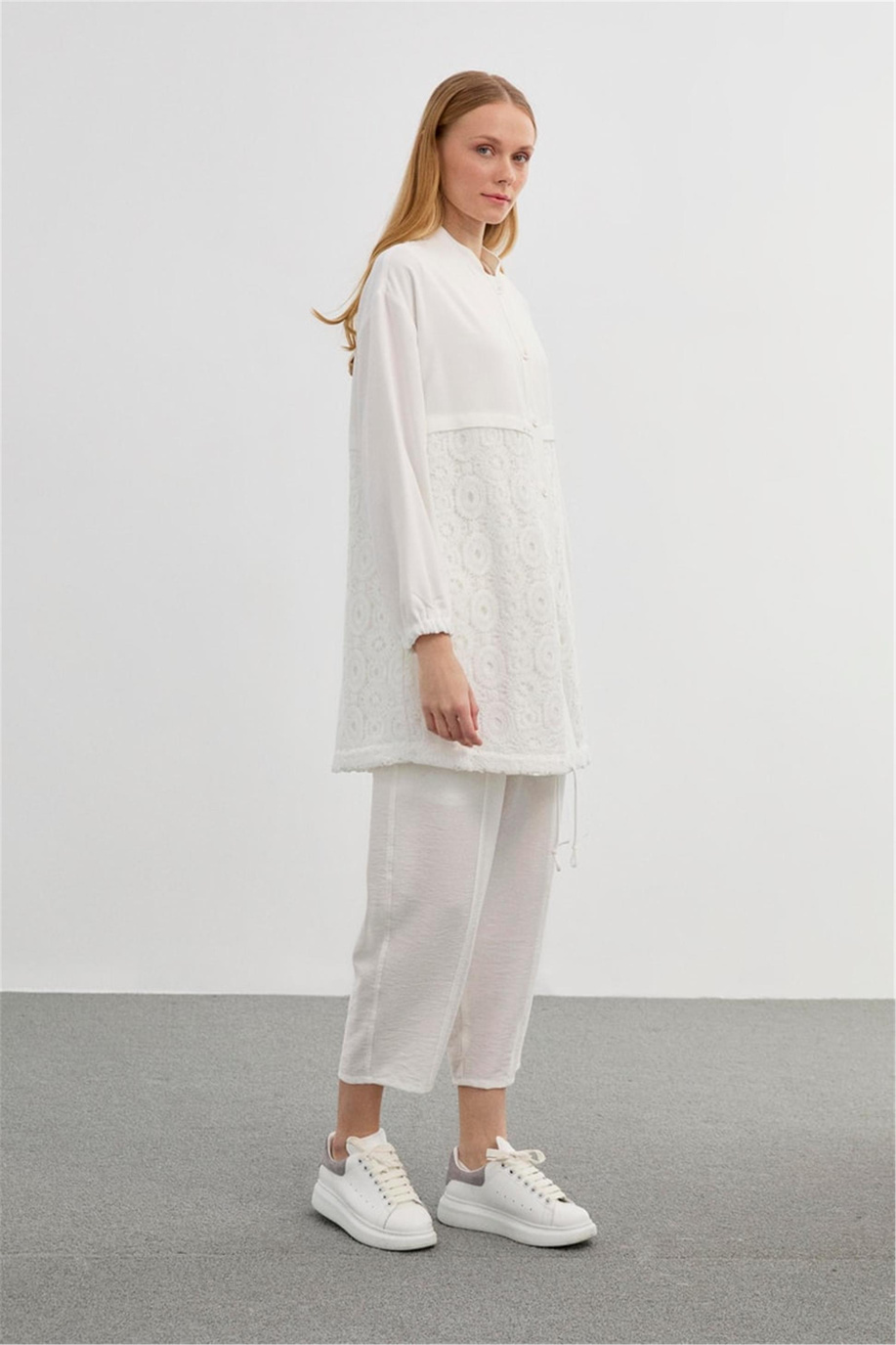 İşlemeli Ceket Ekru - 25YZ0094