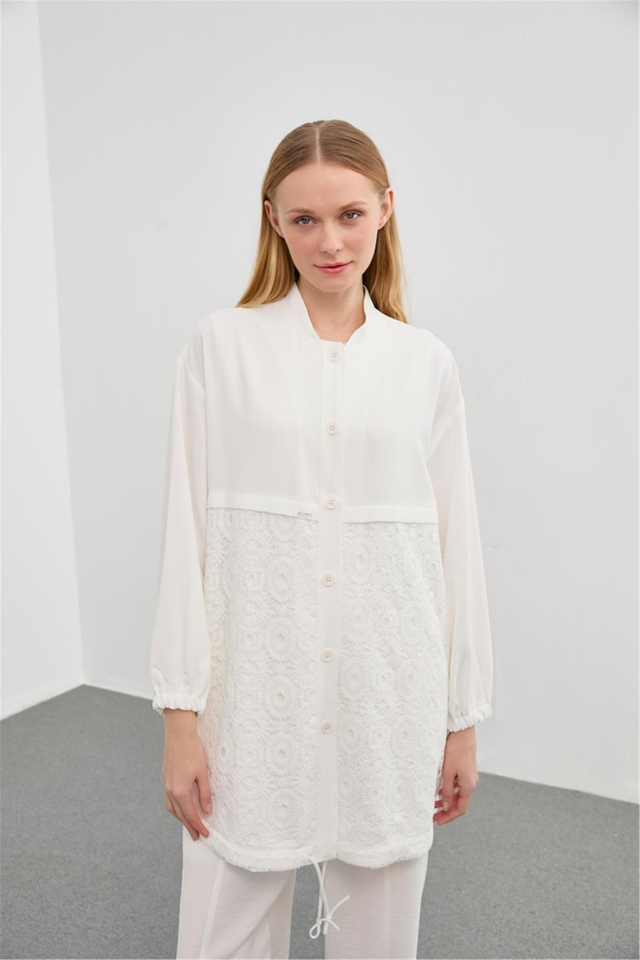 İşlemeli Ceket Ekru - 25YZ0094