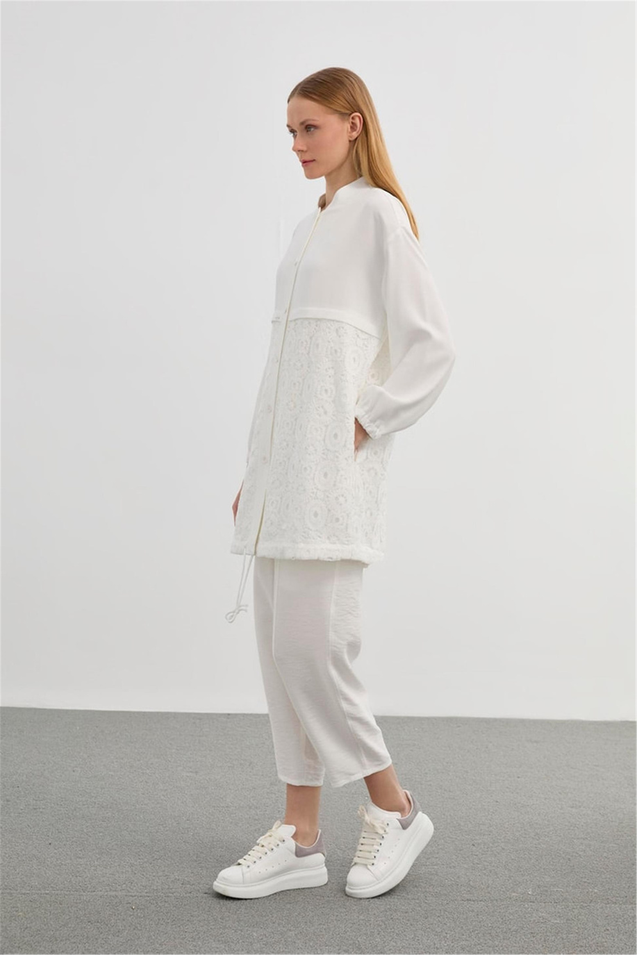 İşlemeli Ceket Ekru - 25YZ0094