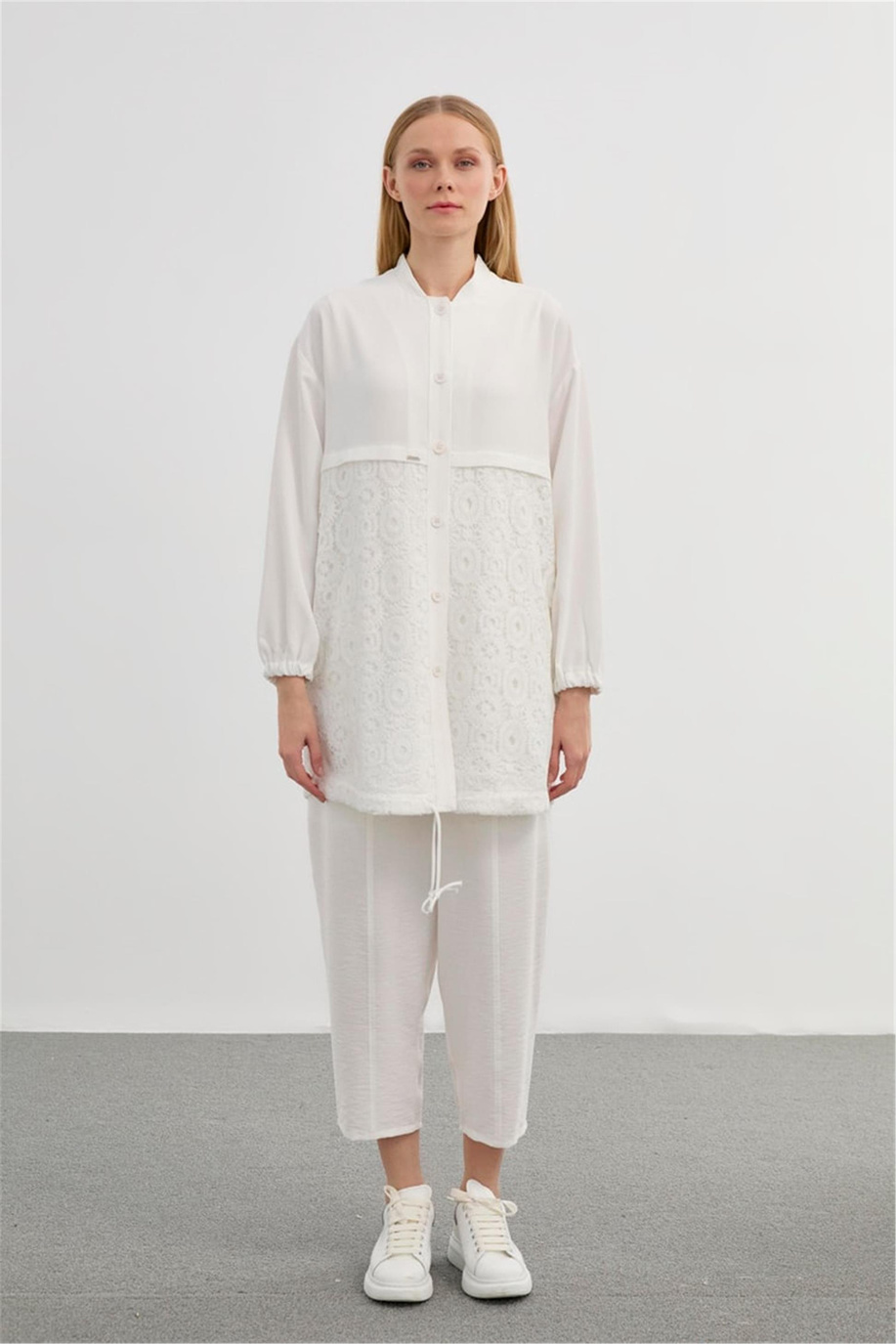 İşlemeli Ceket Ekru - 25YZ0094