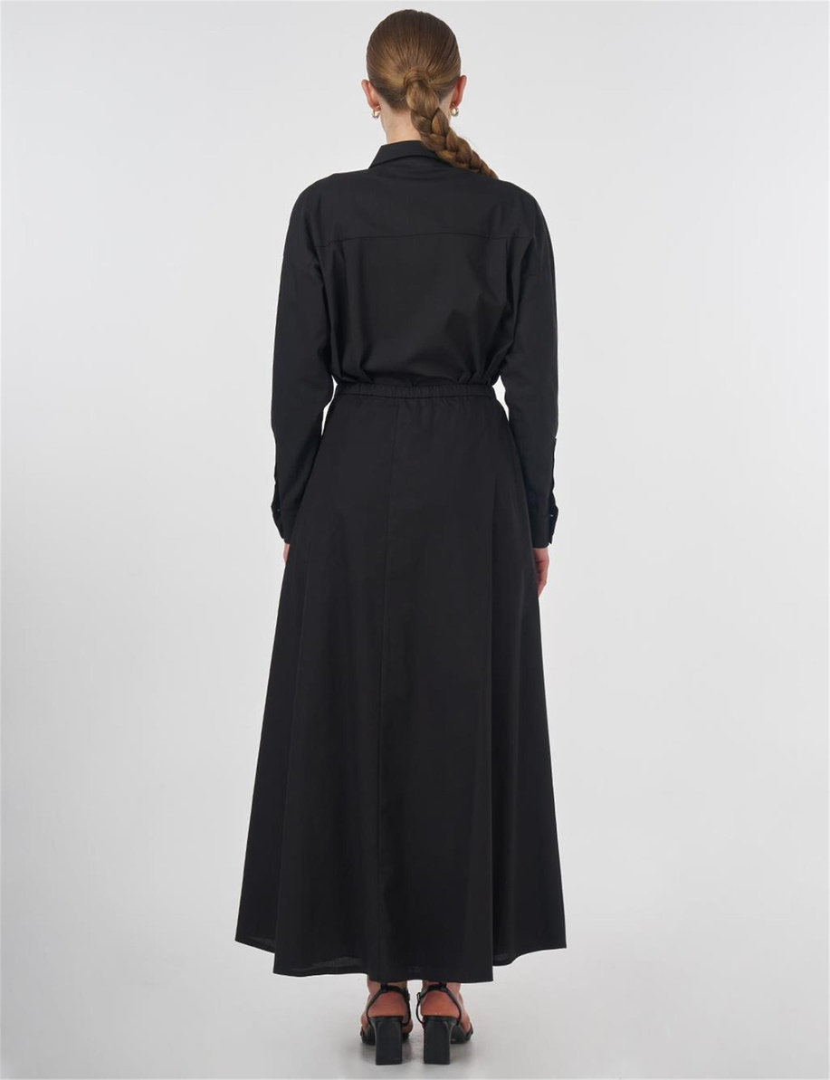 İşlemeli Kloş Etek Siyah