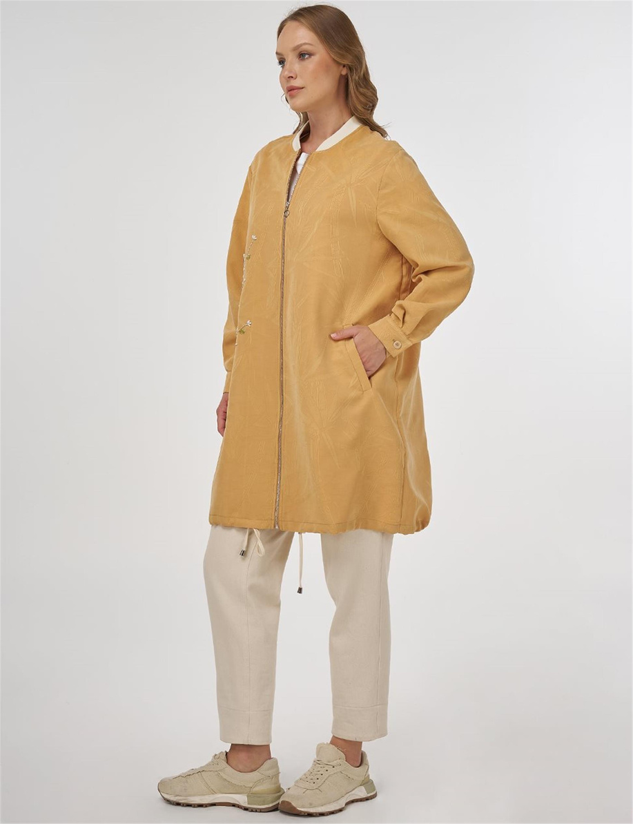 İşlemeli Modal Ceket Safran