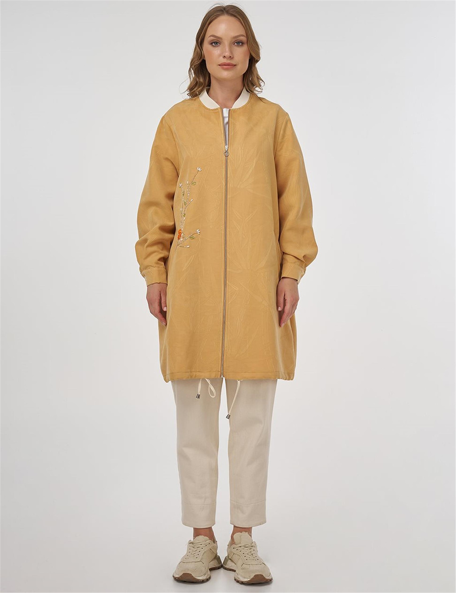 İşlemeli Modal Ceket Safran