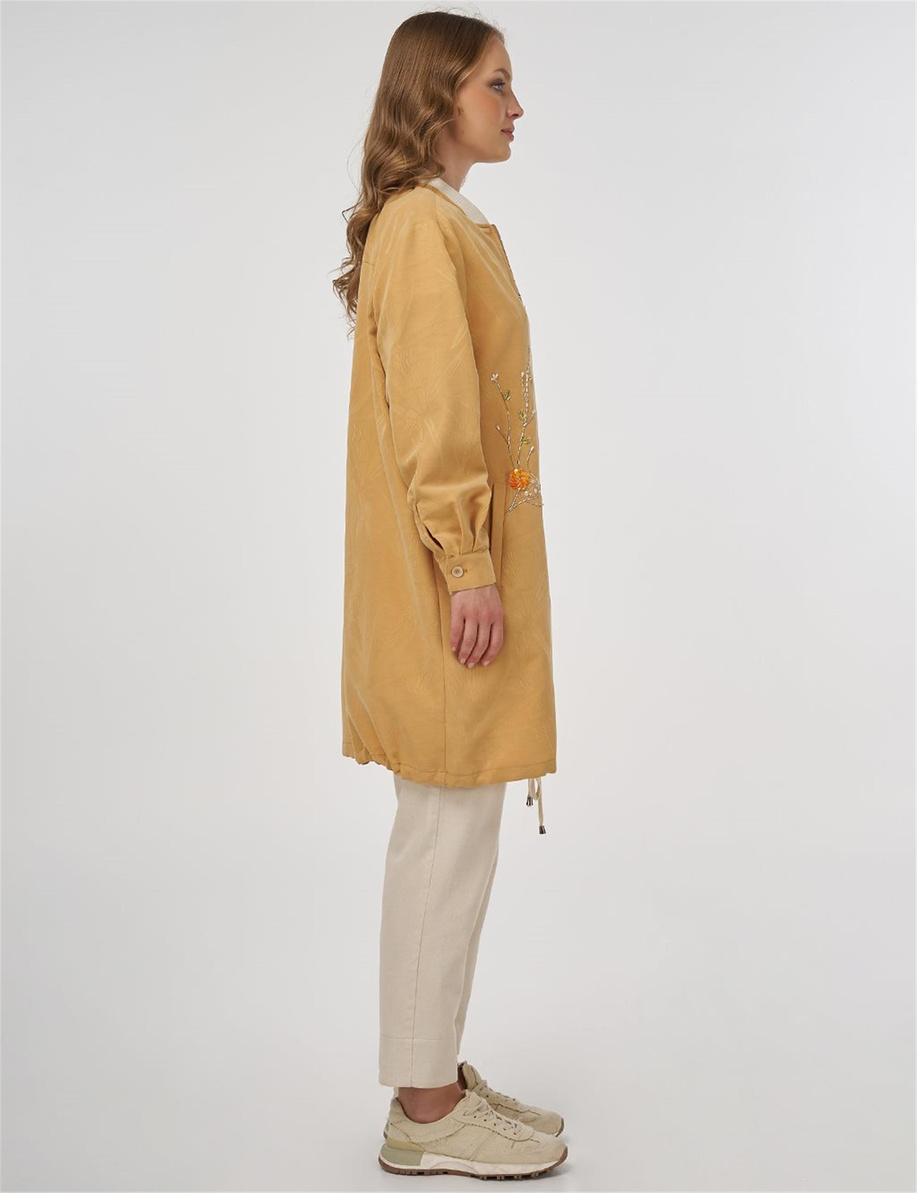 İşlemeli Modal Ceket Safran