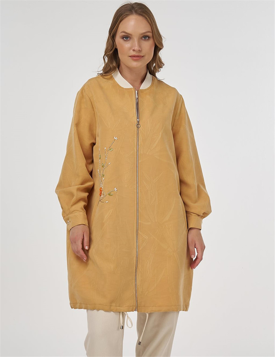 İşlemeli Modal Ceket Safran