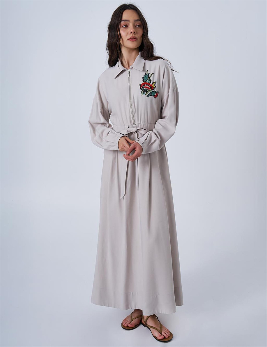 İşlemeli Rayon Taş Elbise