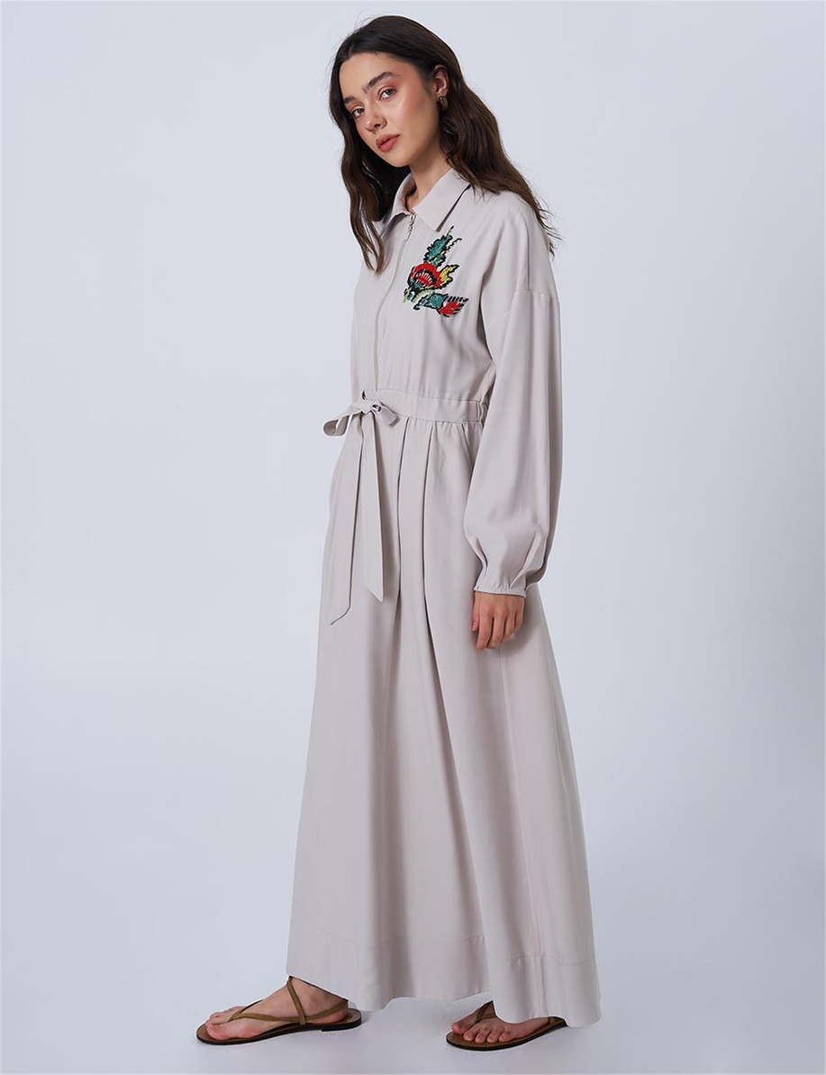 İşlemeli Rayon Taş Elbise