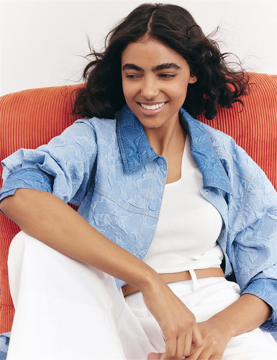 Kabartmalı Denim Ceket Mavi - KY-B25-73035