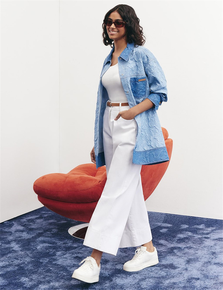 Kabartmalı Denim Ceket Mavi - KY-B25-73035