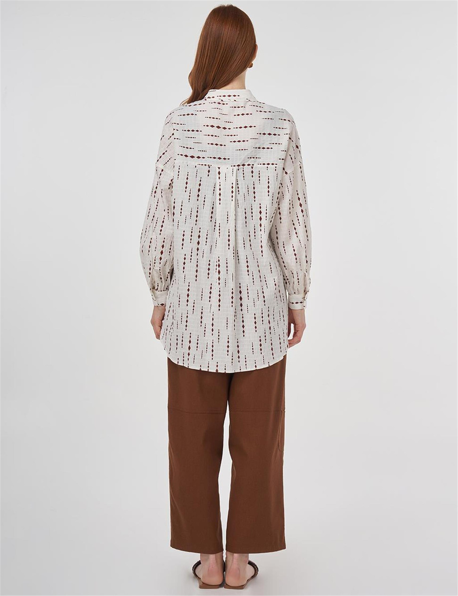 Kahverengi Püskül Detaylı Pamuklu Tunik