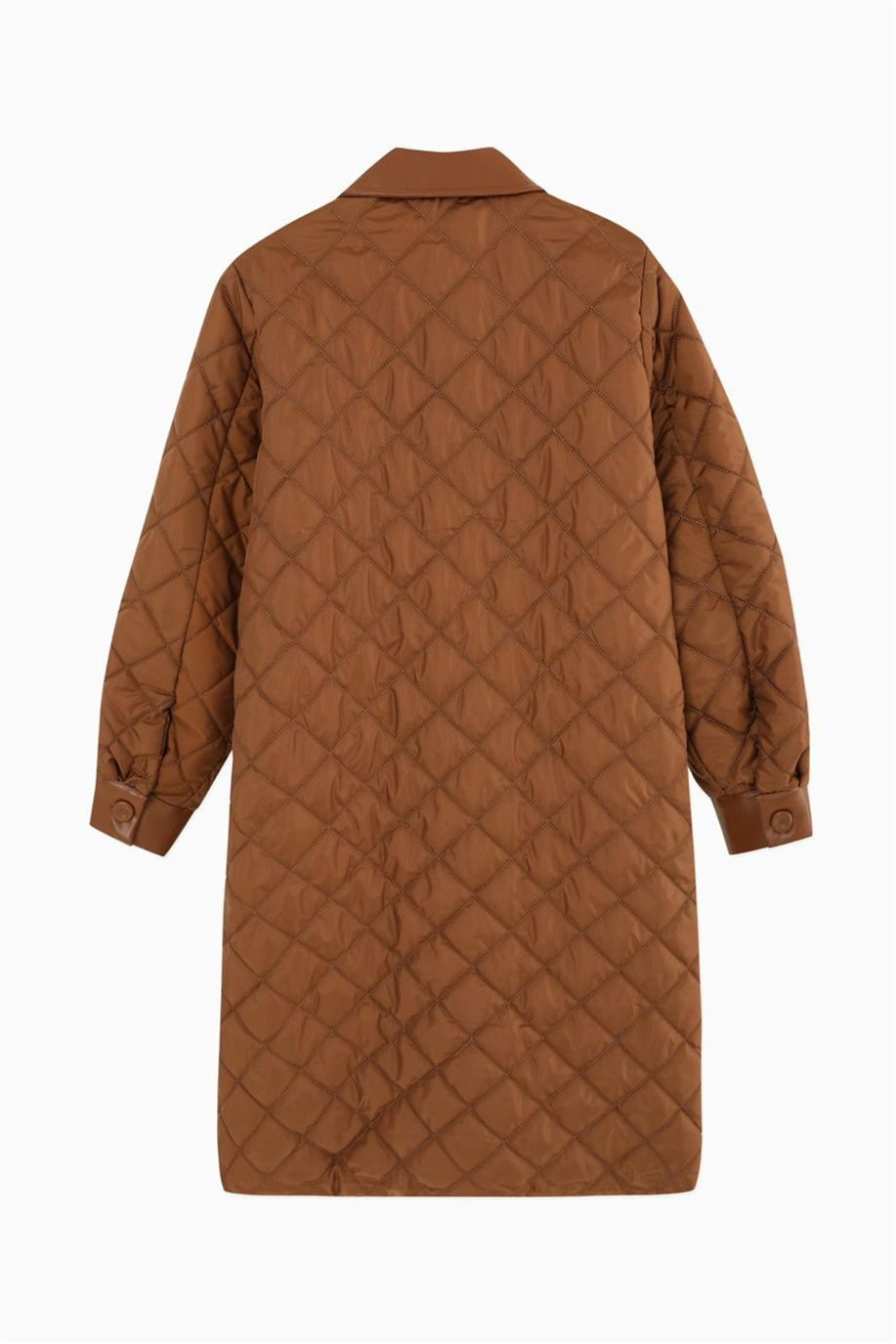 Kapitone Detaylı Fermuarlı Kahve Kaban