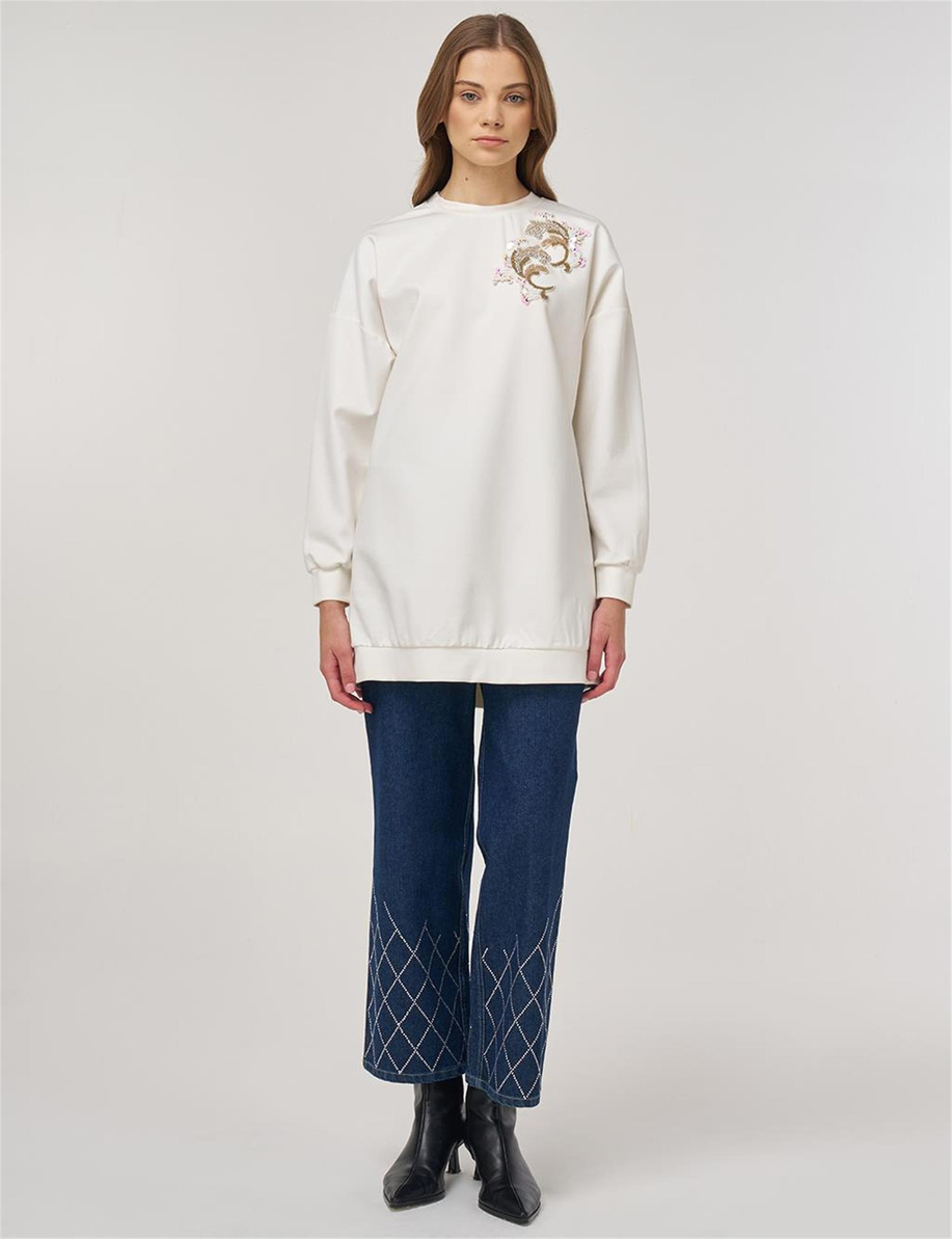 Kayra Sweatshırt Ekru - KA-B25-31008