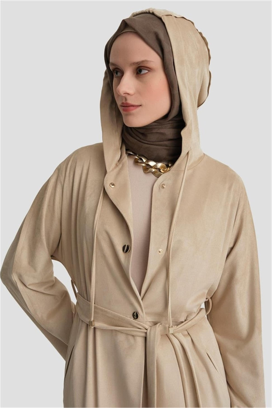 Kesim Detaylı Süet Bej Giy Çık