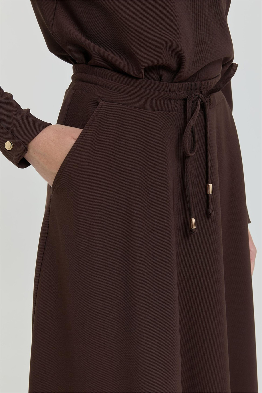 Kloş Örme Etek Kahve