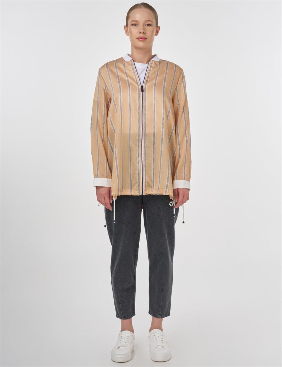 Kolej Yaka Lyocell Tuniği Bej