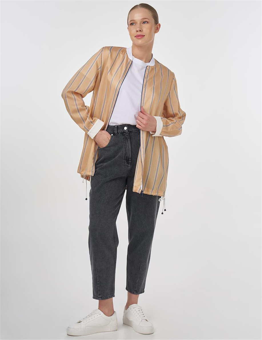 Kolej Yaka Lyocell Tuniği Bej