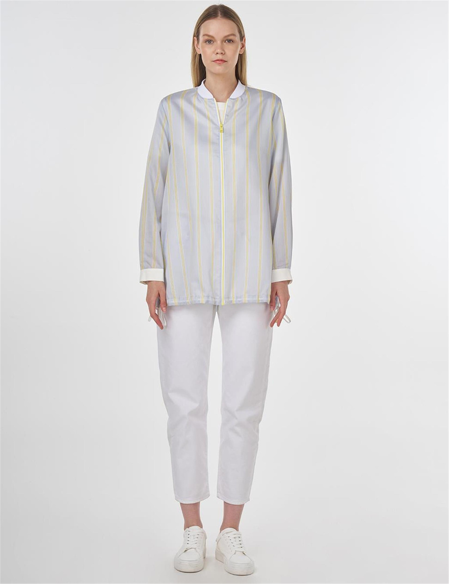 Kolej Yaka Lyocell Tuniği Mavi