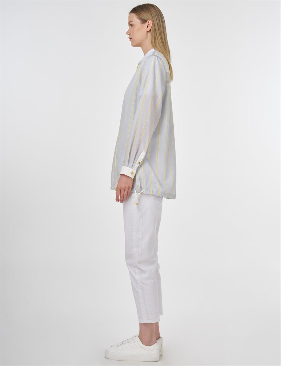 Kolej Yaka Lyocell Tuniği Mavi