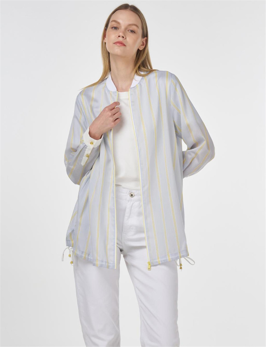 Kolej Yaka Lyocell Tuniği Mavi