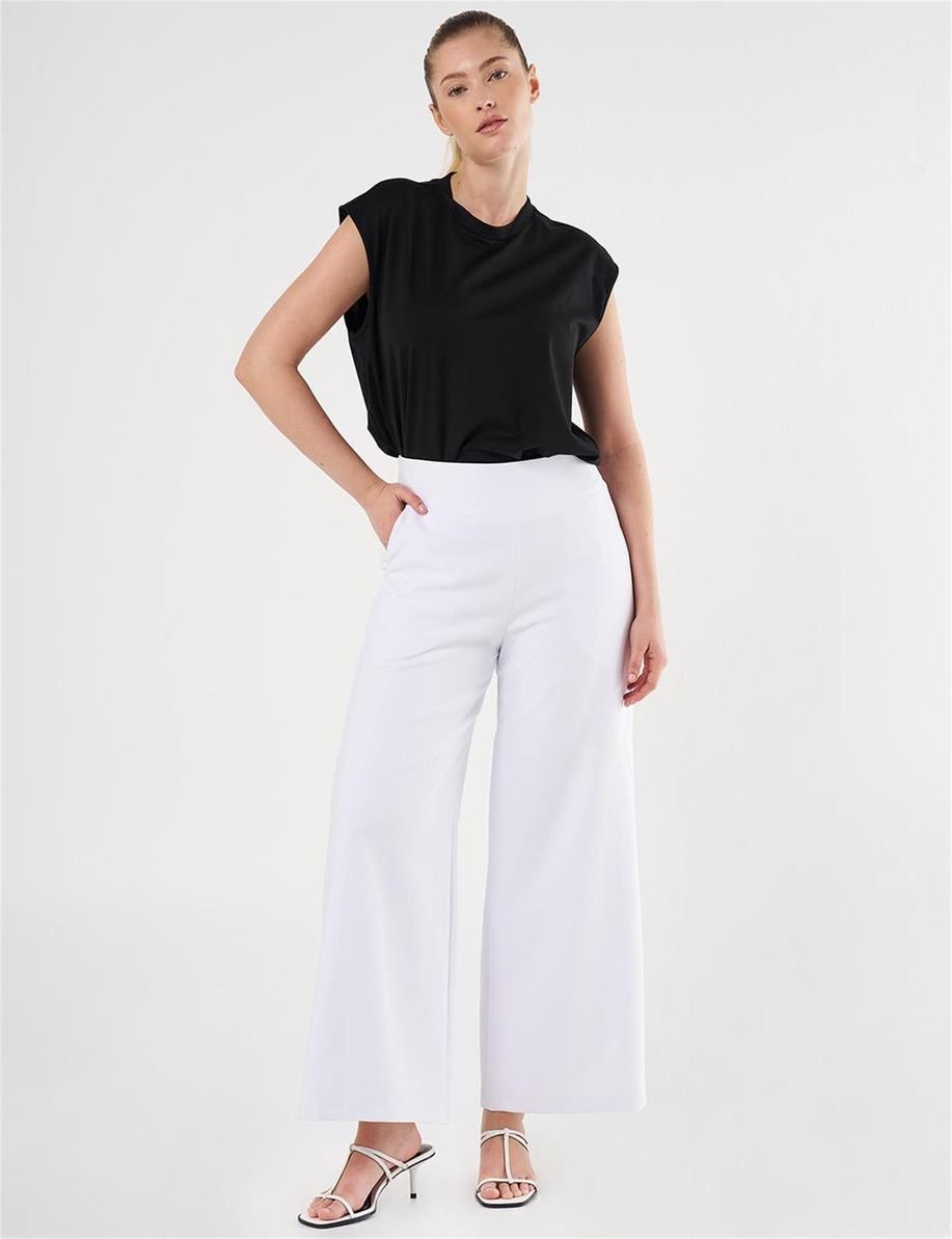 Korsaj Kemerli Optik Beyaz Pantolon