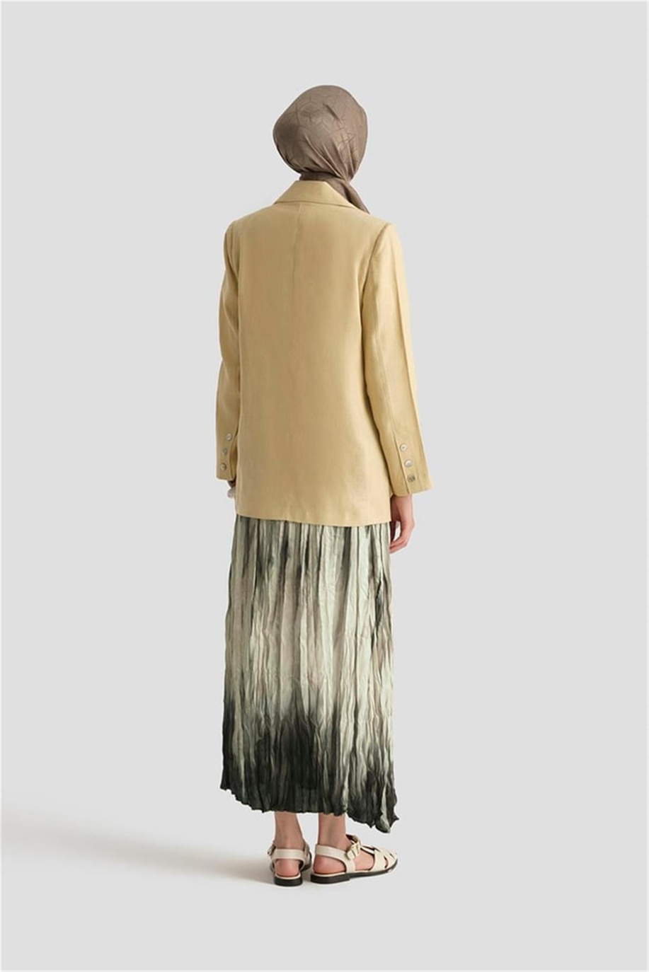 Kraşlı Desenli Etek Haki - 25Y1830